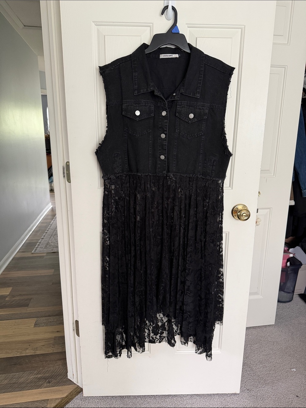 Cotton On Black Sleeveless Denim & Lace Vest
